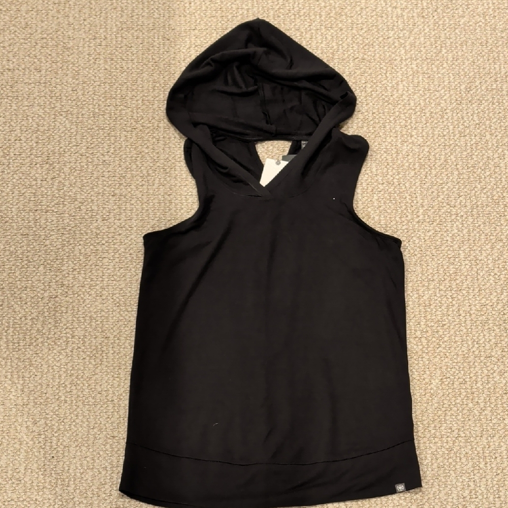 GAIAM Black Sleeveless Hooded Tunic Top